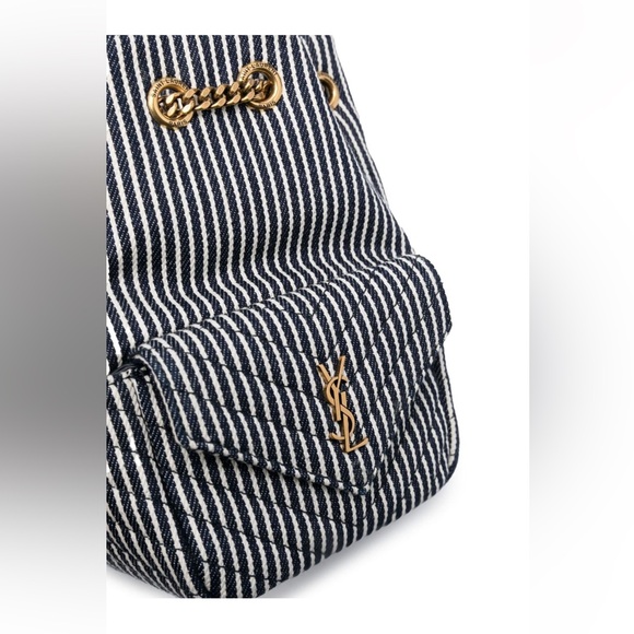 Saint Laurent Mini Joe Sailstripe Canvas Bucket Bag - Picture 5 of 6